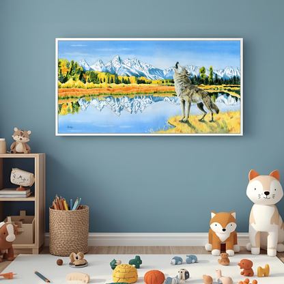 Calling the Pack – Grand Tetons Wolf Canvas Fine Art Print