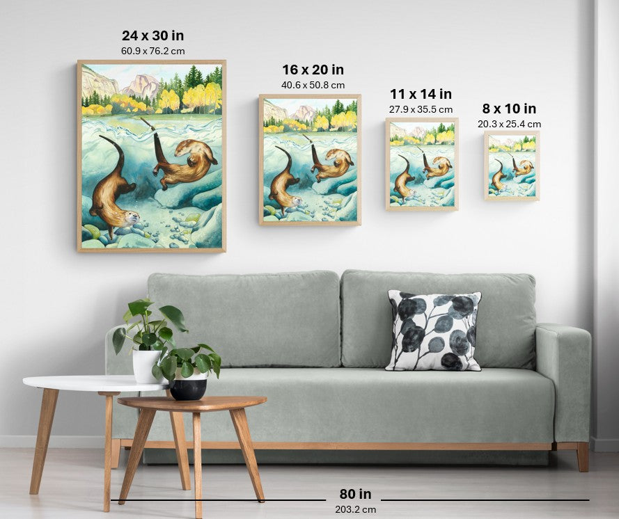 Remember to Romp - Joyful Yosemite River Otter Paper Print for National Park Lovers