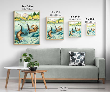Remember to Romp - Joyful Yosemite River Otter Paper Print for National Park Lovers