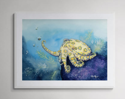 Stay Curious - Whimsy Octopus Paper Print for Ocean Lovers