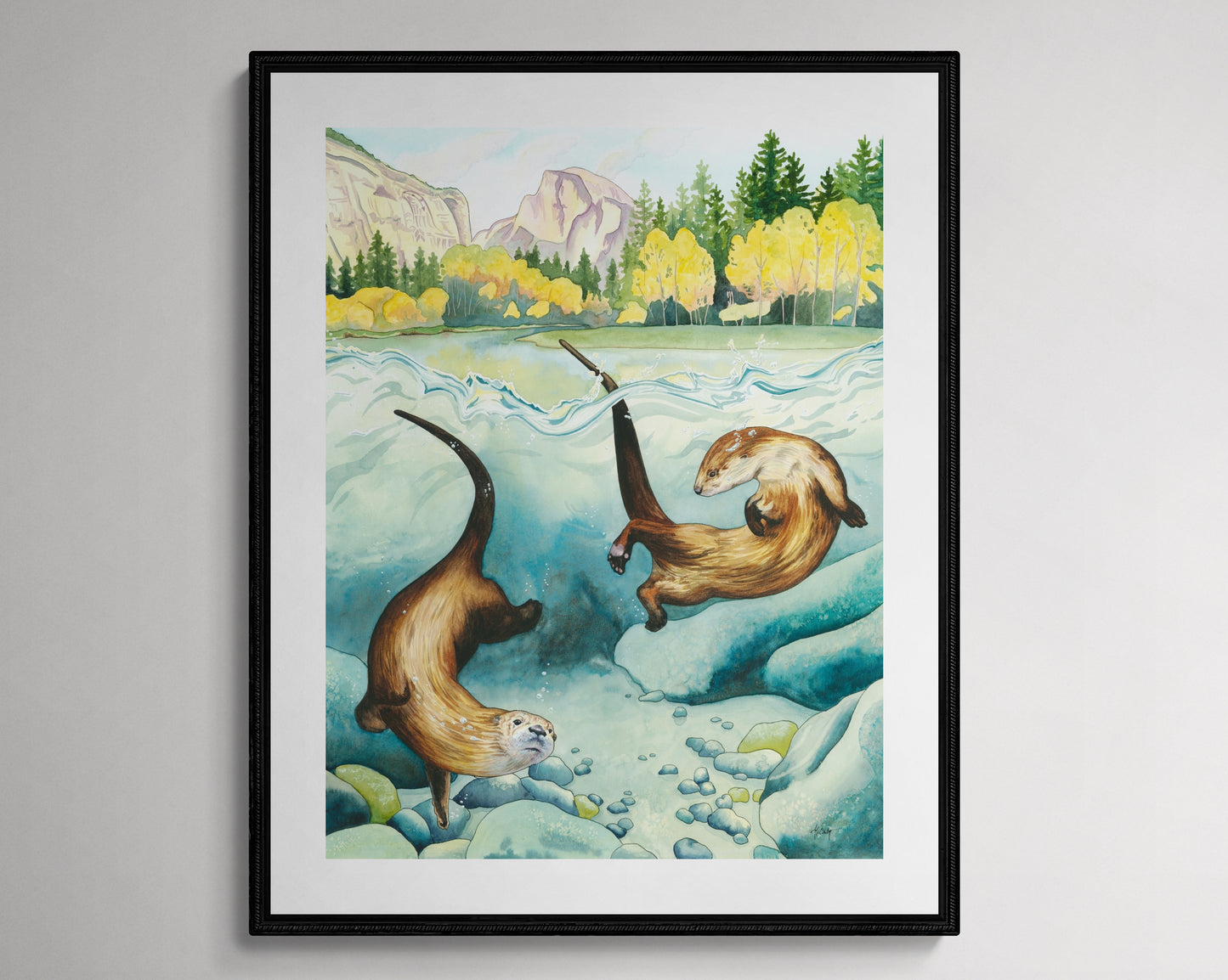 Remember to Romp - Joyful Yosemite River Otter Paper Print for National Park Lovers