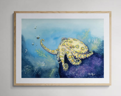 Stay Curious - Whimsy Octopus Paper Print for Ocean Lovers