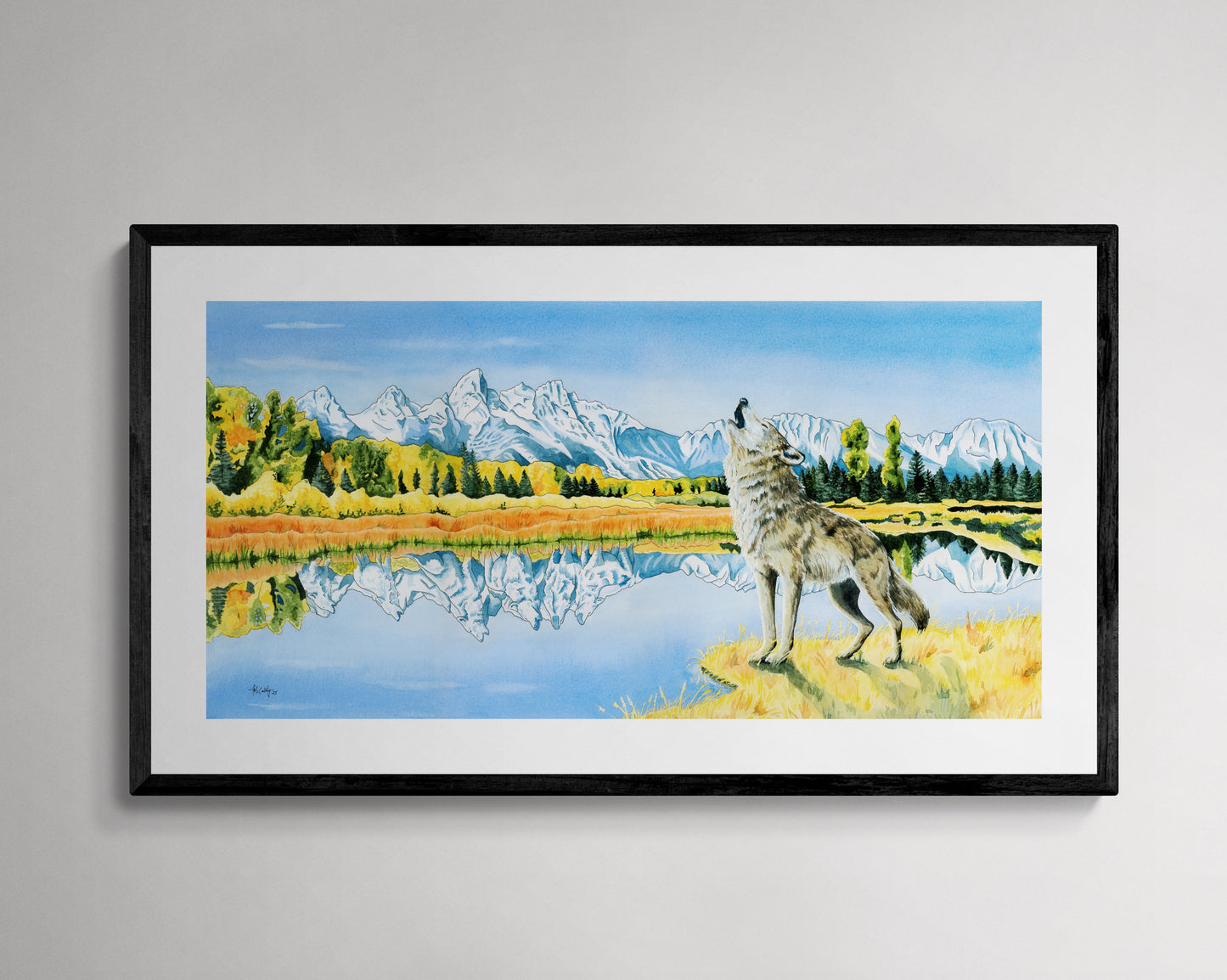 Calling the Pack – Grand Tetons Wolf Paper Fine Art Print