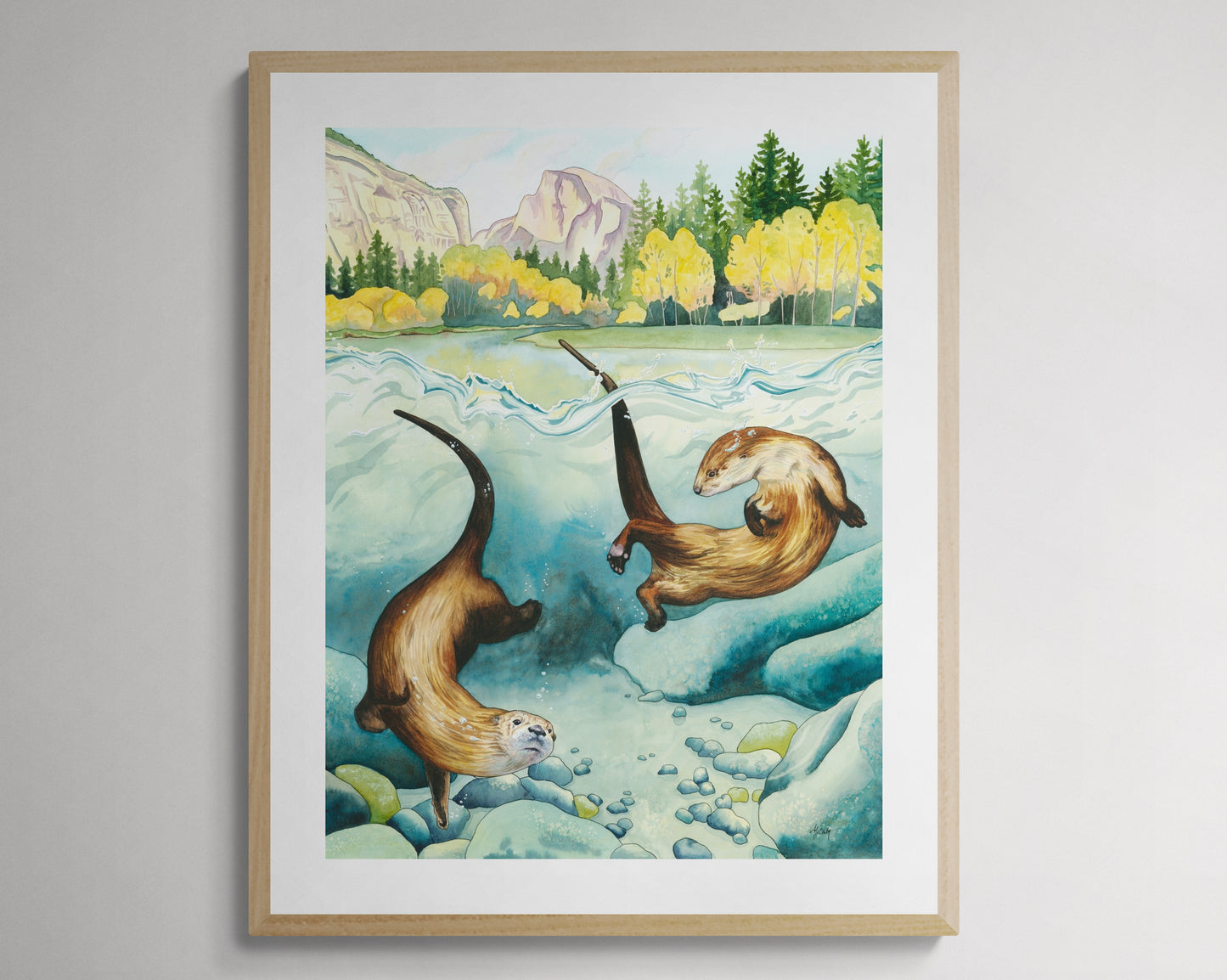 Remember to Romp - Joyful Yosemite River Otter Paper Print for National Park Lovers