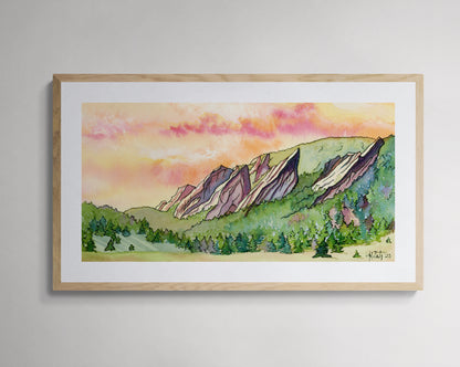 Sunrise Over the Flatirons – Boulder, Colorado Nature Paper Fine Art Print