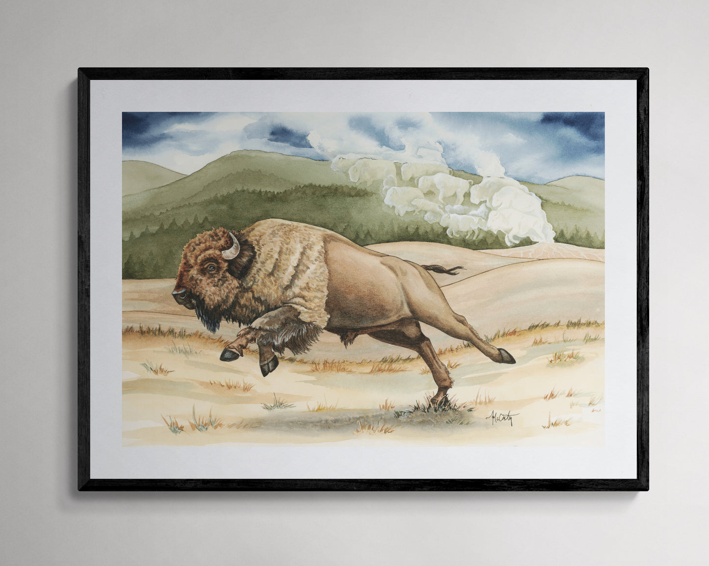 Yellowstone Thunder — Charging Bison in Yellowstone Fine Art Print