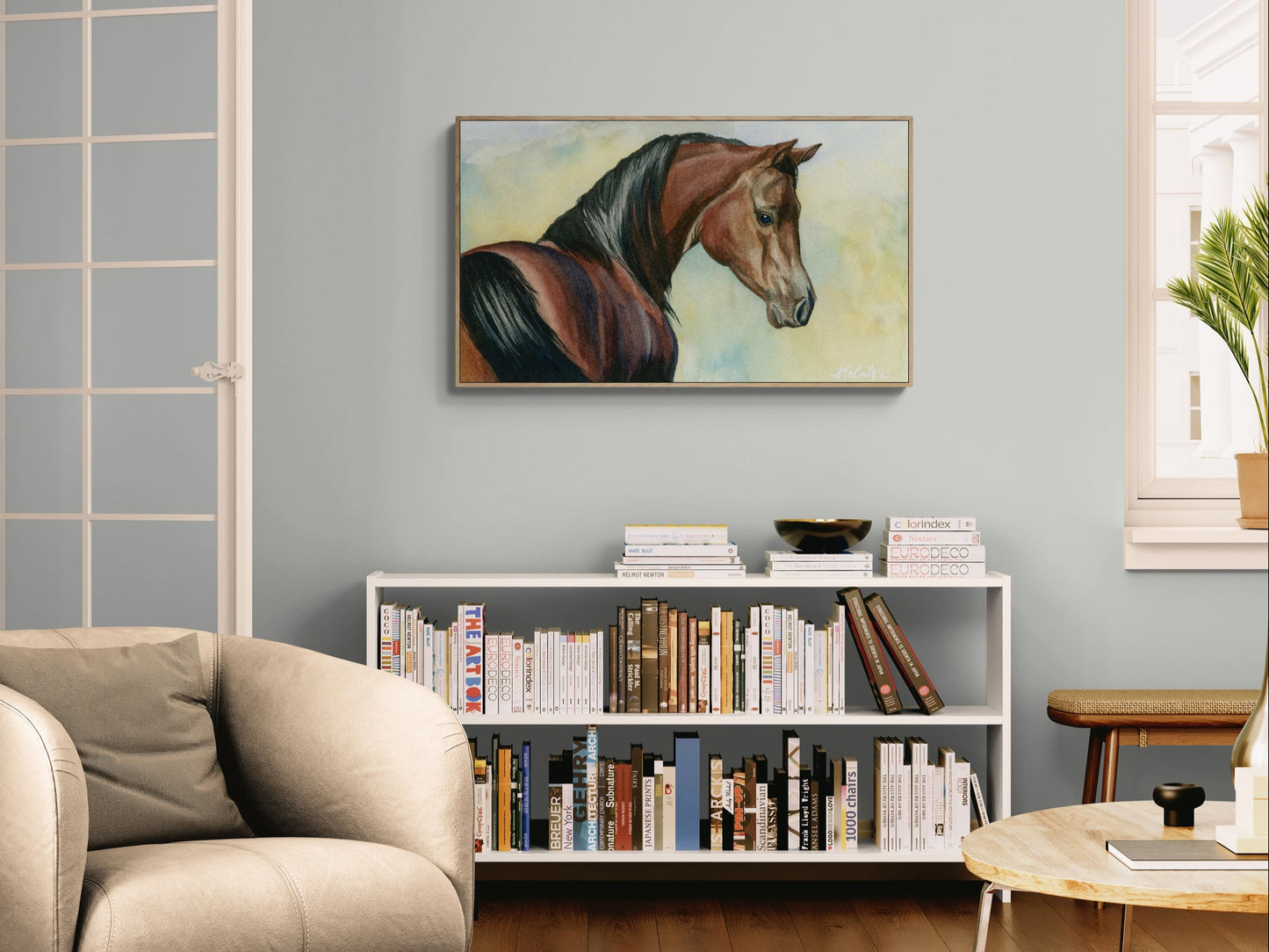 Hey Bay – Elegant Equine Arabian Horse Watercolor Fine Art Print