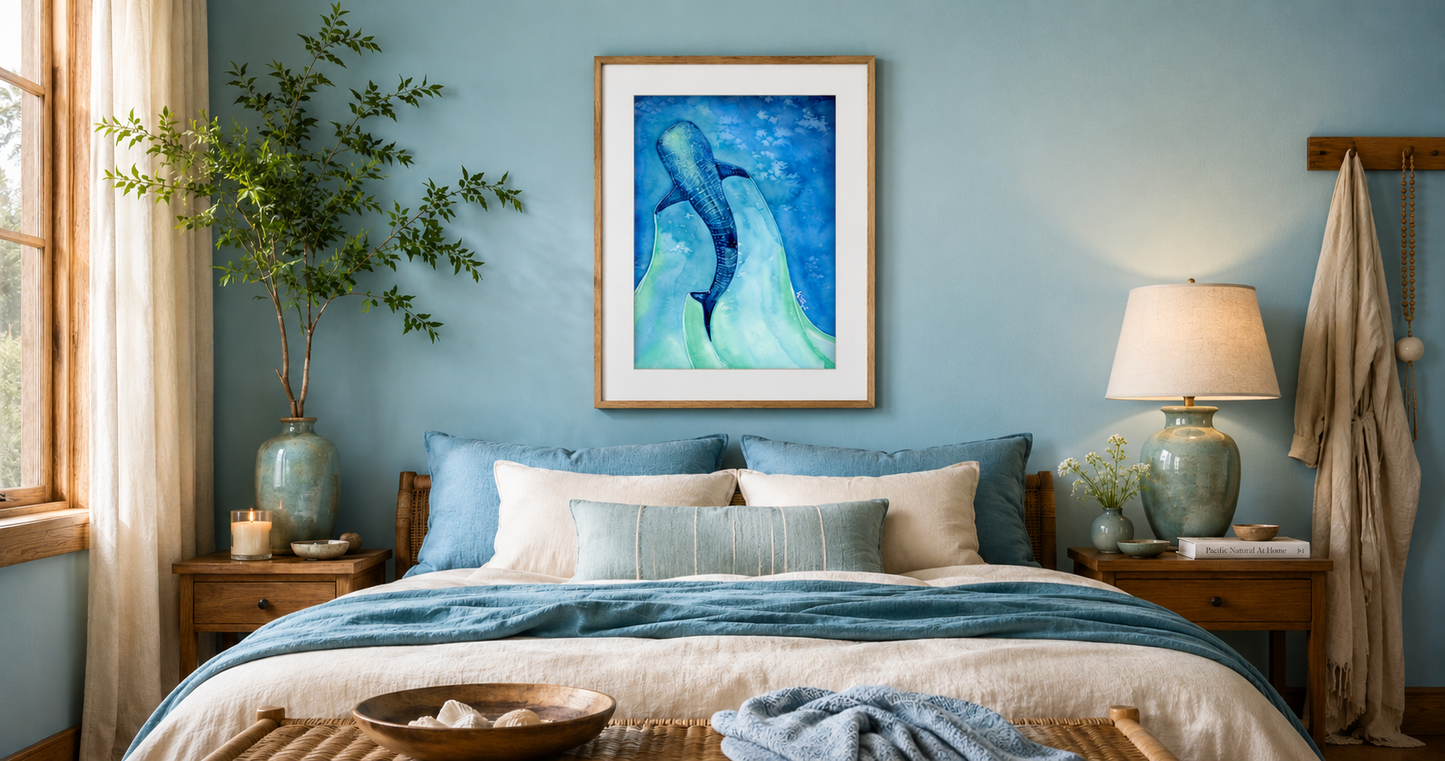 Found My Heart Among Giants - Dreamy Whale Shark Paper Print for Ocean Lovers