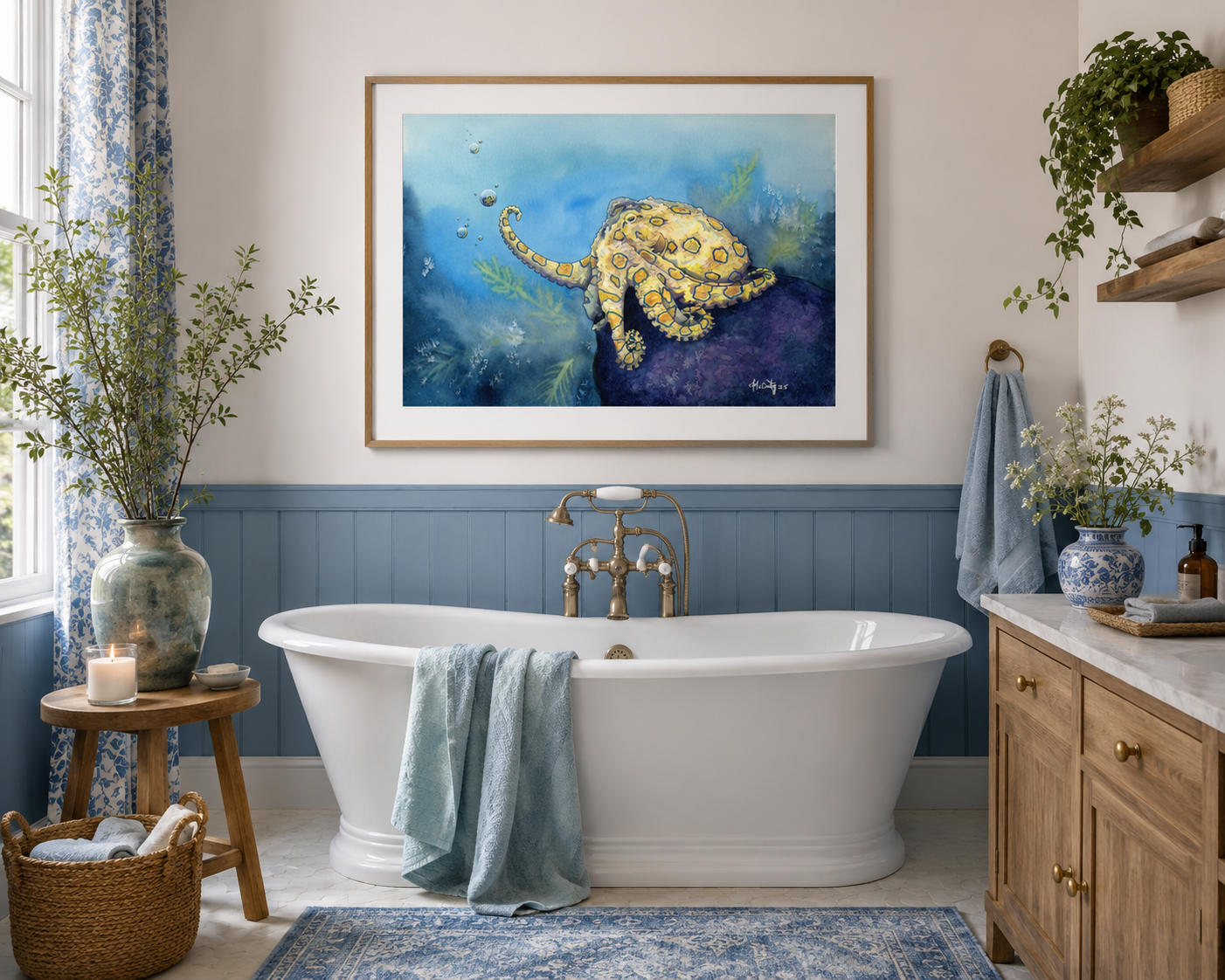 Stay Curious - Whimsy Octopus Paper Print for Ocean Lovers