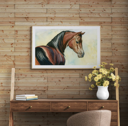 Hey Bay – Elegant Equine Arabian Horse Watercolor Paper Fine Art Print