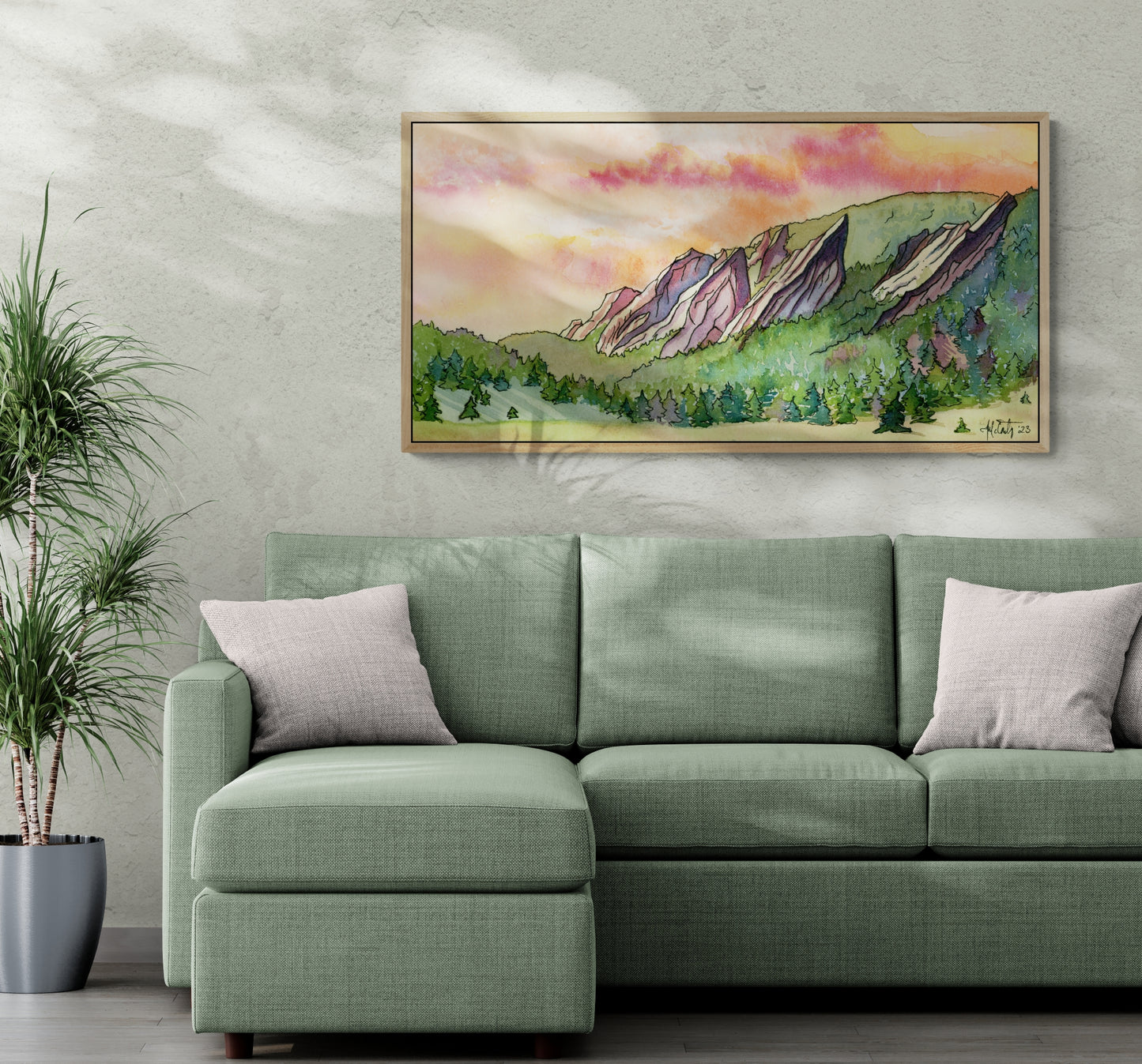 Sunrise Over Flatirons Canvas Fine Art Print