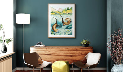Remember to Romp - Joyful Yosemite River Otter Paper Print for National Park Lovers